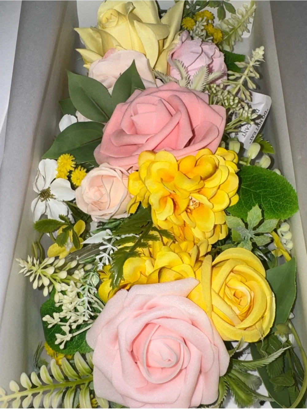 Elegant Pink and Yellow Artificial Flower Cake Topper - Home Party Supplies